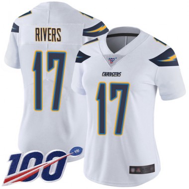 Los Angeles Chargers NFL Football Philip Rivers White Jersey Women Limited  #17 Road 100th Season Vapor Untouchable->women nfl jersey->Women Jersey
